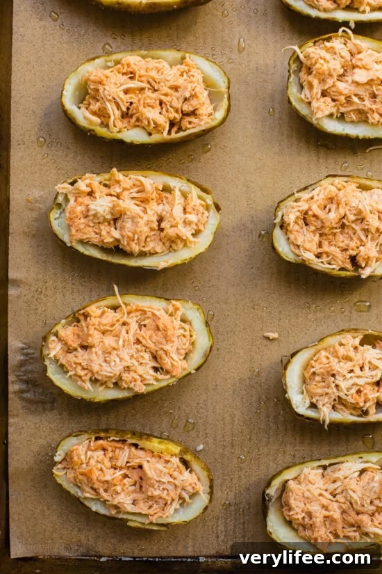 Game Day Buffalo Chicken Potato Skins Recipe 9 Stuff the potato skins with buffalo chicken