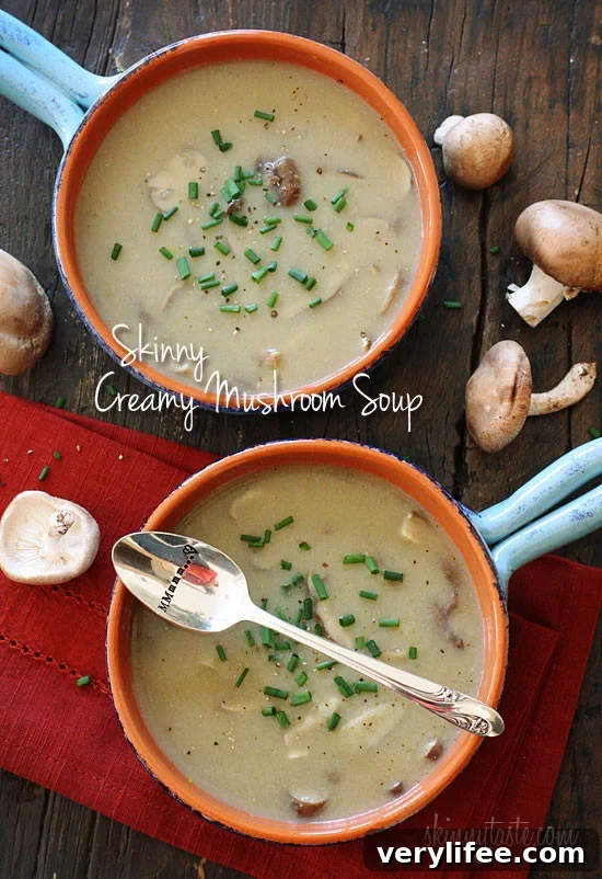 Homemade Creamy Mushroom Soup Recipe 4 Creamy mushroom soup in a bowl with garnish