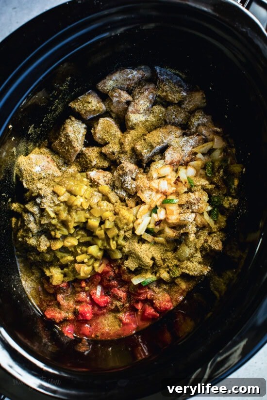 Slow Cooker Green Chili Pork Stew Recipe 7 Add everything to the slow cooker