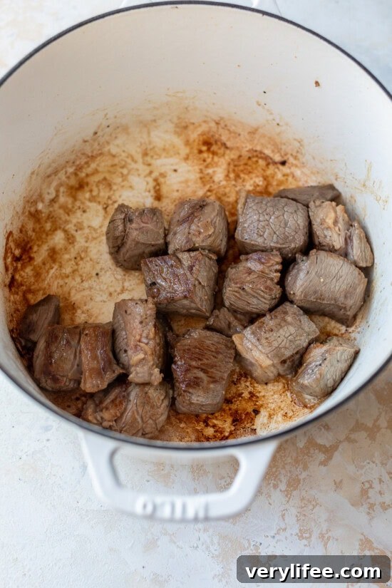 Hearty Beef and Barley Soup Recipe 6 Brown the beef