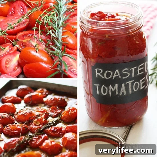 Oven-Roasted Tomatoes with Garlic and Herbs 7 Summer plum tomatoes roasted in the oven with garlic and herbs make an easy, delicious homemade tomato sauce that will fill the room with an intoxicating aroma.