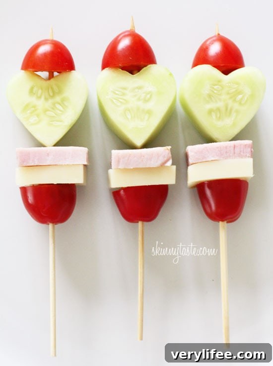 Mini ham, cheese and tomato skewers