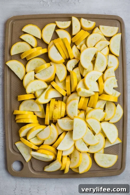 Cut squash into half moon slices
