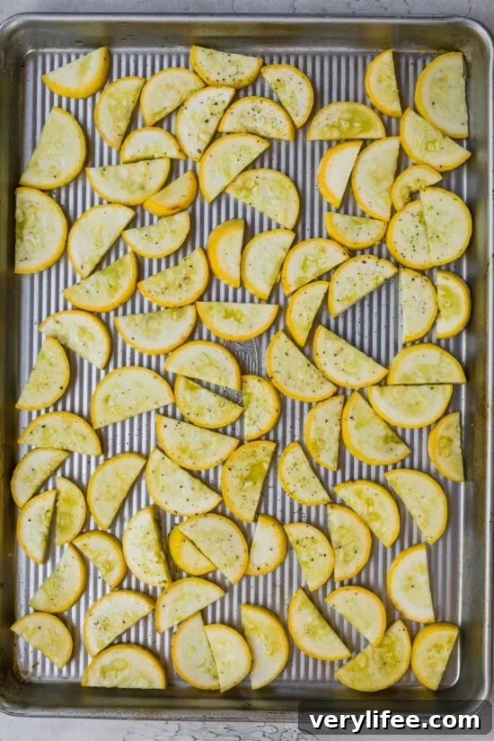 Yellow Squash on a sheet pan