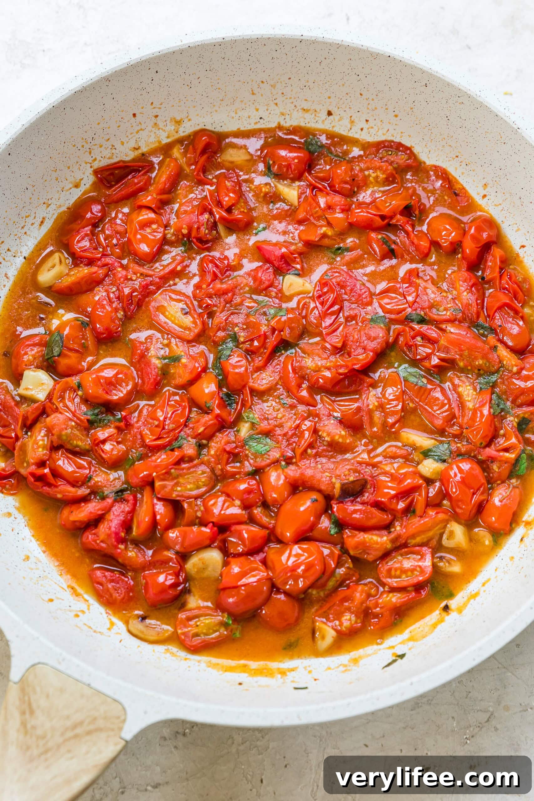 Roasted Grape Tomato Pasta Sauce 3 Grape Tomato Sauce in a skillet