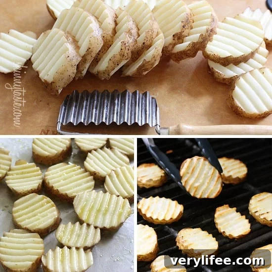 Crispy Grilled Potatoes with Garlic and Herbs 4 Guilt-free crispy grilled potato "fries" made right on the grill