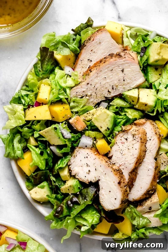 Grilled Chicken pairs beautifully with avocados and mangoes in this delicious salad, perfect for those warmer nights you don't want to heat up the kitchen.