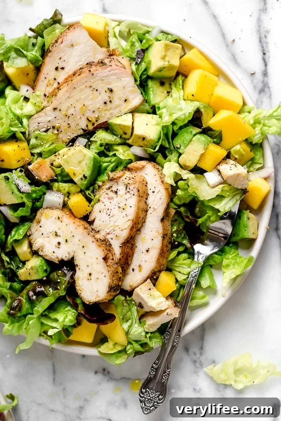 Grilled Chicken pairs beautifully with avocados and mangoes in this delicious salad, perfect for those warmer nights you don't want to heat up the kitchen.