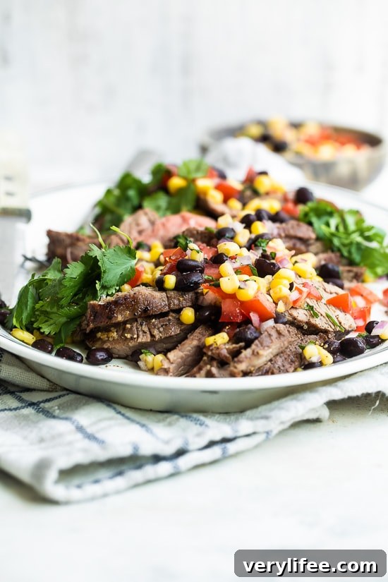 Steak with Black Bean and Corn Salsa
