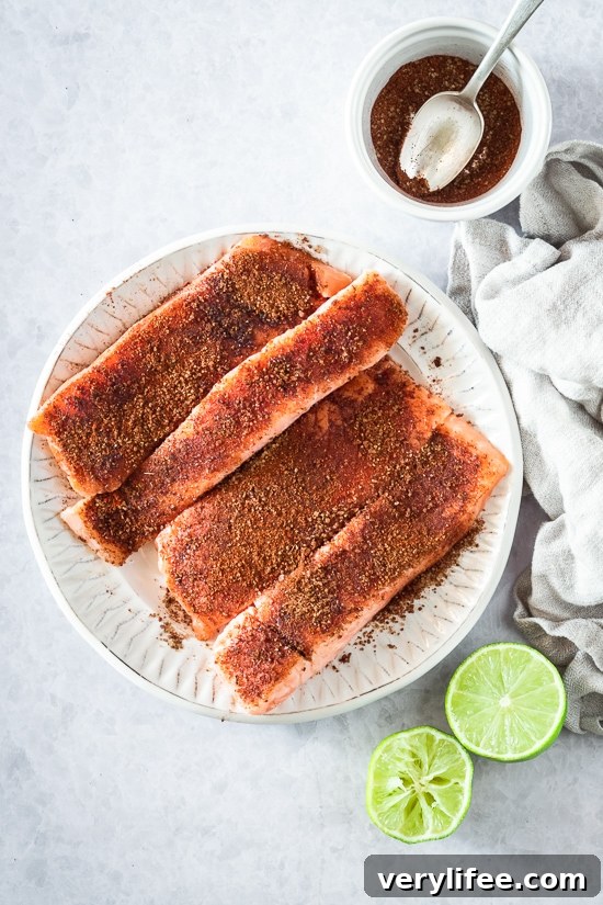 Smoky Spice Rubbed Grilled Salmon with Black Beans and Corn