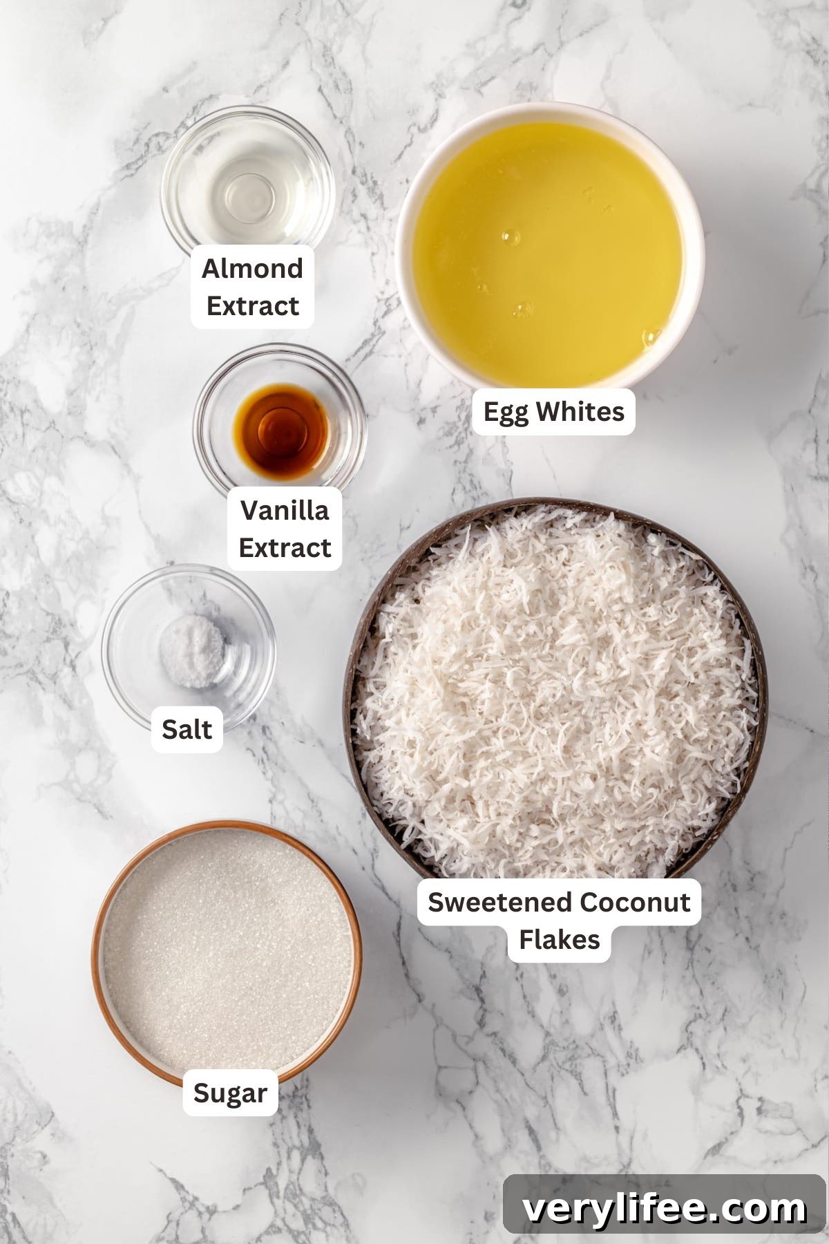Ingredients for Coconut Macaroons.