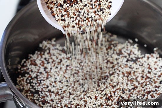 Quinoa and salad ingredients