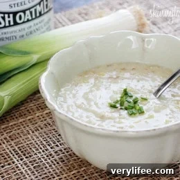 Bowl of Irish oatmeal leek soup