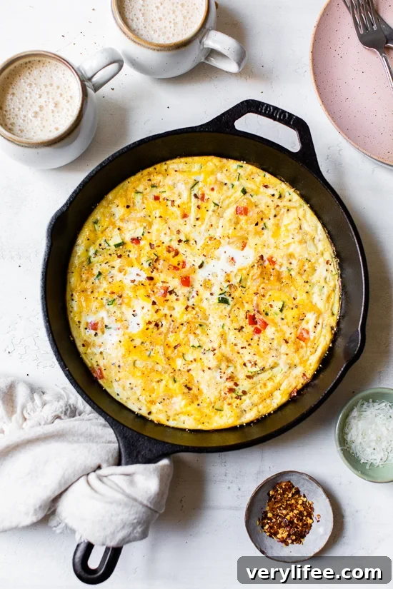 Caramelized Onion, Red Pepper and Zucchini Skillet Frittata 6 Caramelized Onion Red Pepper and Zucchini Frittata
