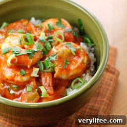 Shrimp Creole with tomatoes, onions, peppers and celery