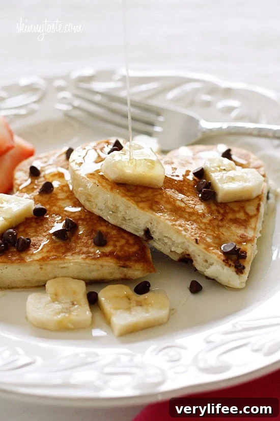 Heart-Shaped Chocolate Chip Banana Pancakes