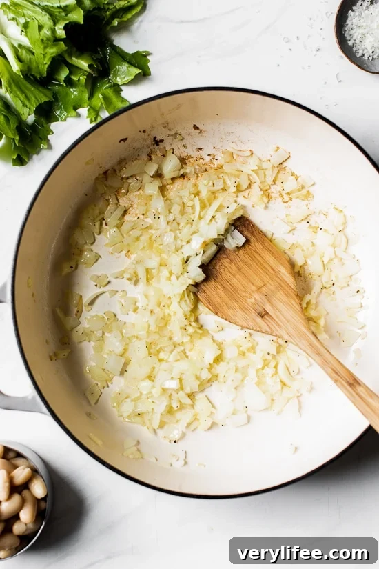 Cooking onions in a pot
