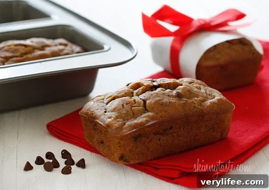 Mini Chocolate Chip Banana Bread Loaves 2 Whole wheat mini banana bread made with ripe bananas and chocolate chips are sure to leave a smile on anyone's face.