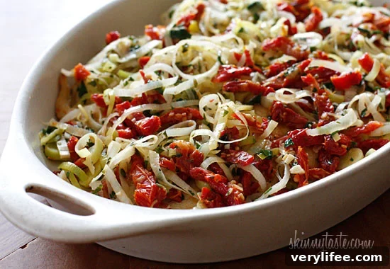 Skillet Chicken with Leeks and Sun-Dried Tomatoes 2 Thin sliced chicken cutlets sauteed in a white wine sauce with leeks and sun-dried tomatoes. Dinner in less than 20 minutes!