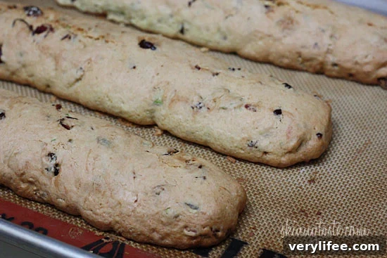 Stacked pistachio cranberry biscotti