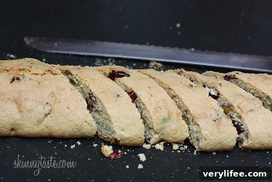 Sliced biscotti on plate