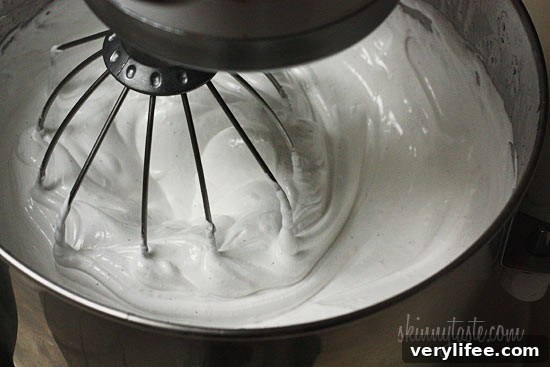 Vanilla bean visible in marshmallow batter