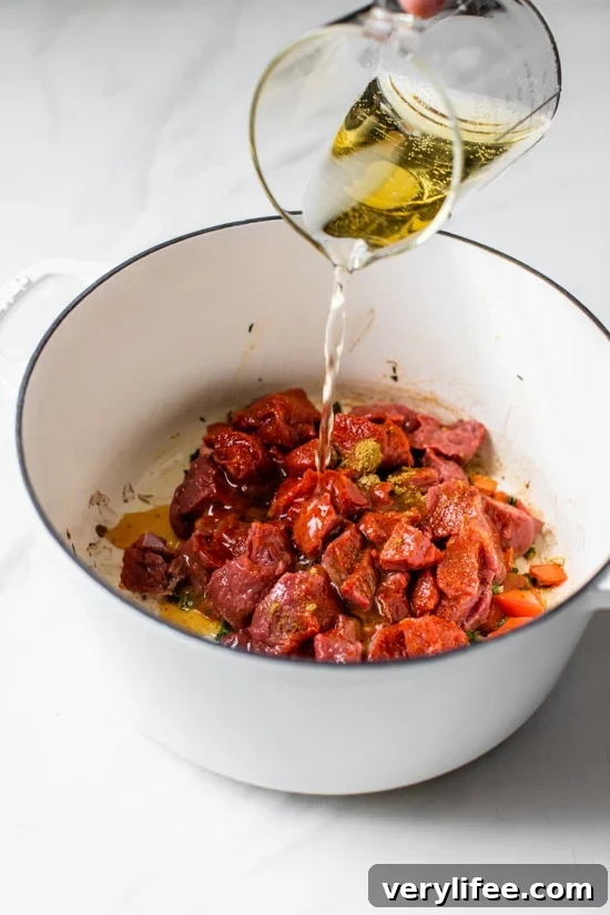 Latin Beef Stew Recipe (Carne Guisada) 4 Carne Guisada or Latin Beef Stew is made with chunks of beef simmered in beer with scallions, garlic, tomatoes, cumin and cilantro.