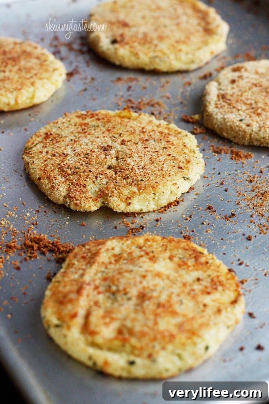 Crispy Parmesan Mashed Potato Patties from Leftovers 5 Mashed Potato Patties on sheet pan