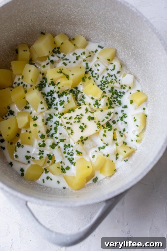 Add buttermilk and chives.