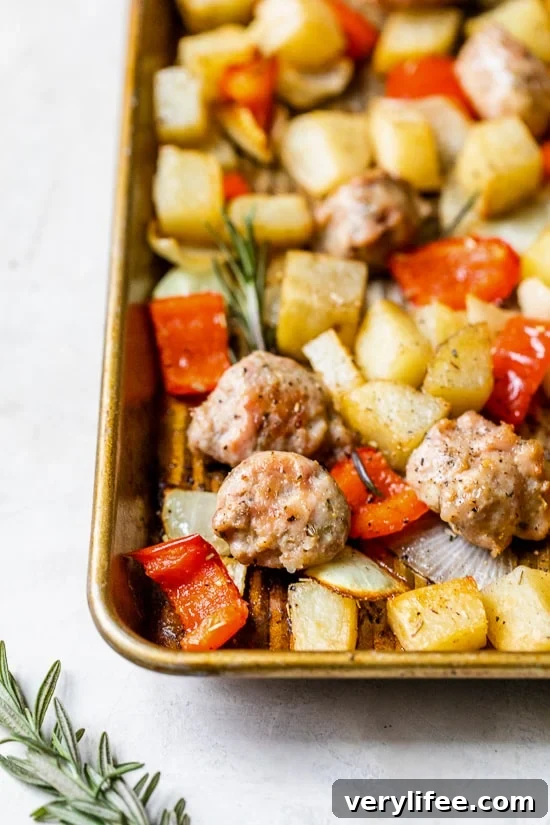 One Pan Roasted Potatoes Sausage and Peppers is one of my favorite, fuss-free sheet pan dinners. Perfect for weeknights and bonus points for easy cleanup!