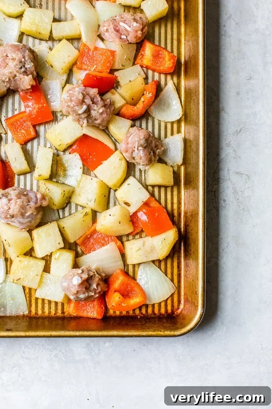 One Pan Roasted Potatoes Sausage and Peppers is one of my favorite, fuss-free sheet pan dinners. Perfect for weeknights and bonus points for easy cleanup!
