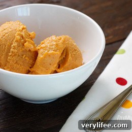 Homemade Pumpkin Ice Cream Recipe 3 Pumpkin sherbet served in a bowl