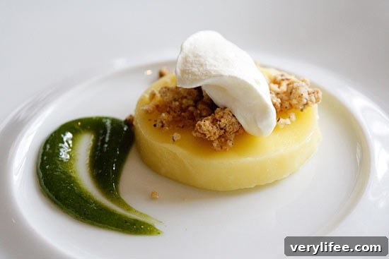 Lunch with Chef Matthew Petersen at the Mandarin Oriental DC 12 Plated dessert, close-up