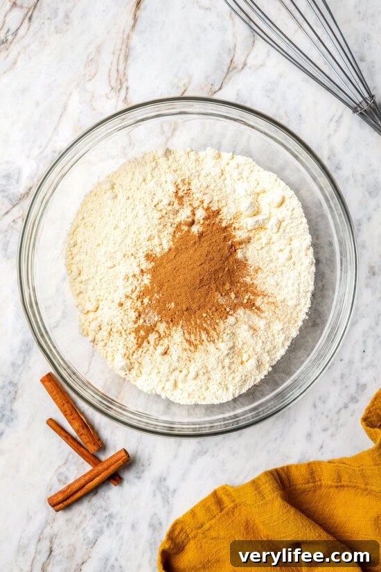 Whisk cake mix and pumpkin pie spice