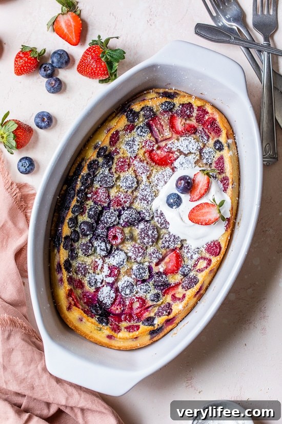 Mixed Berry Flaugnarde (Clafoutis) Recipe 5 Berry Custard
