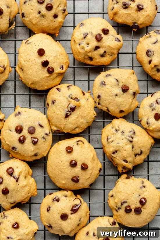 Chewy Low-Fat Chocolate Chip Cookies Recipe 12 Chocolate Chip Cookies cooling on a rack