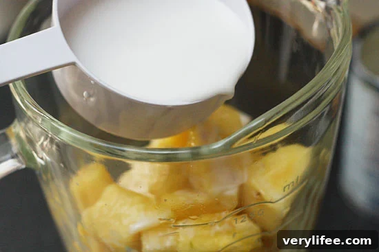 piña colada sorbet close up