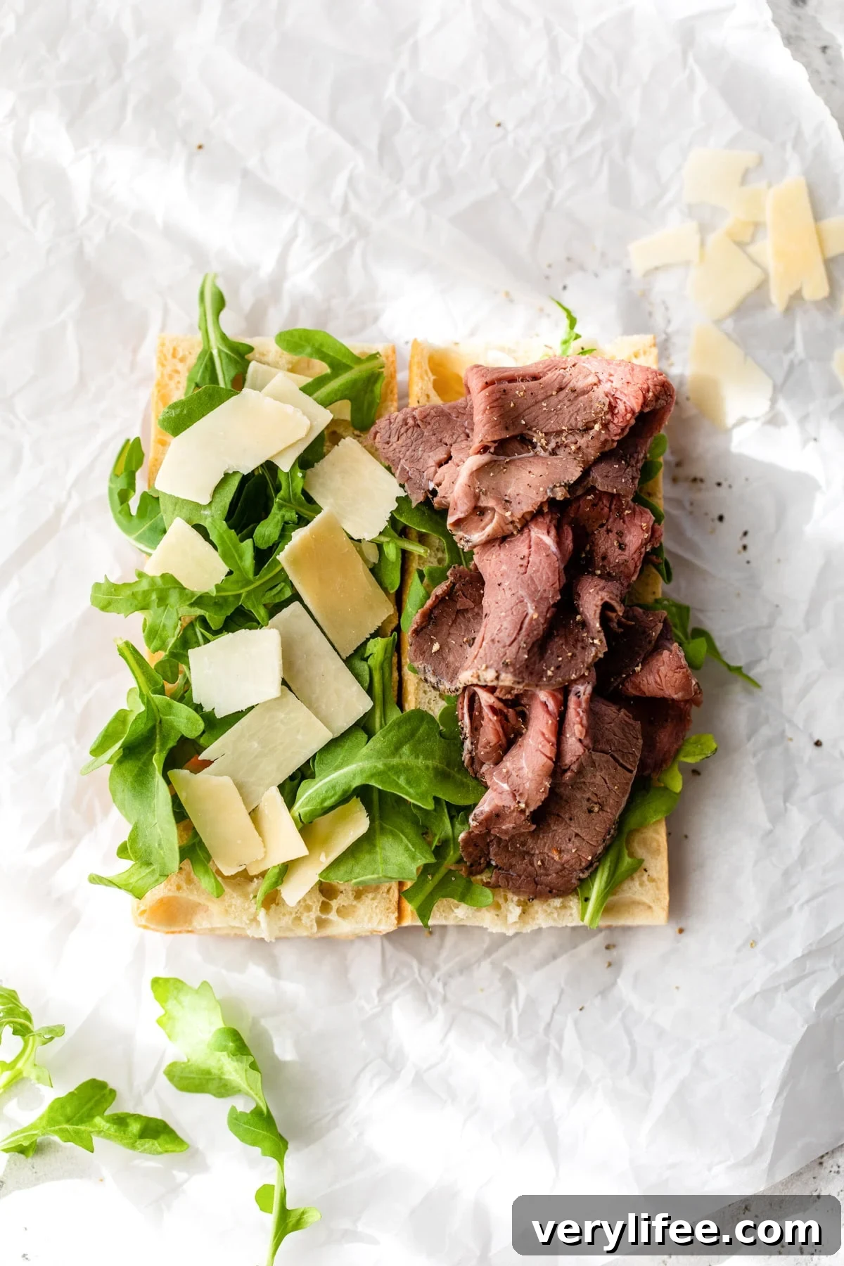 Roast Beef Sandwich Recipe with Arugula and Shaved Parmesan 7 Roast Beef Sandwich