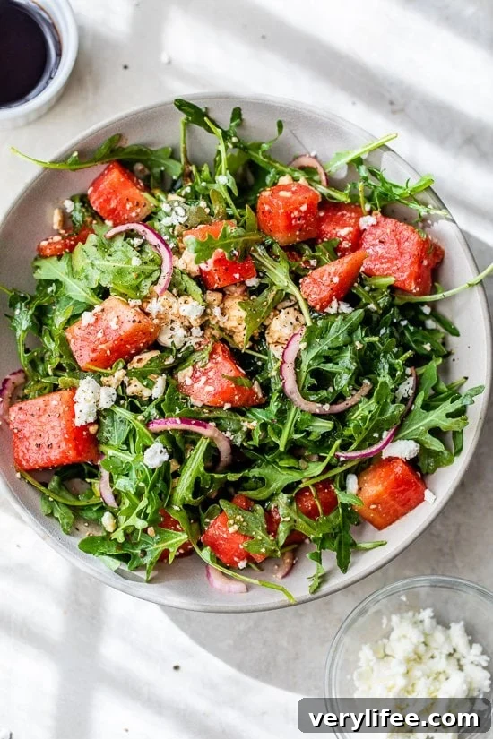 Watermelon Arugula and Feta Salad