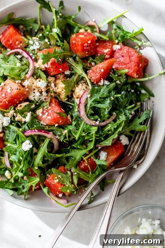 Watermelon Arugula and Feta Salad