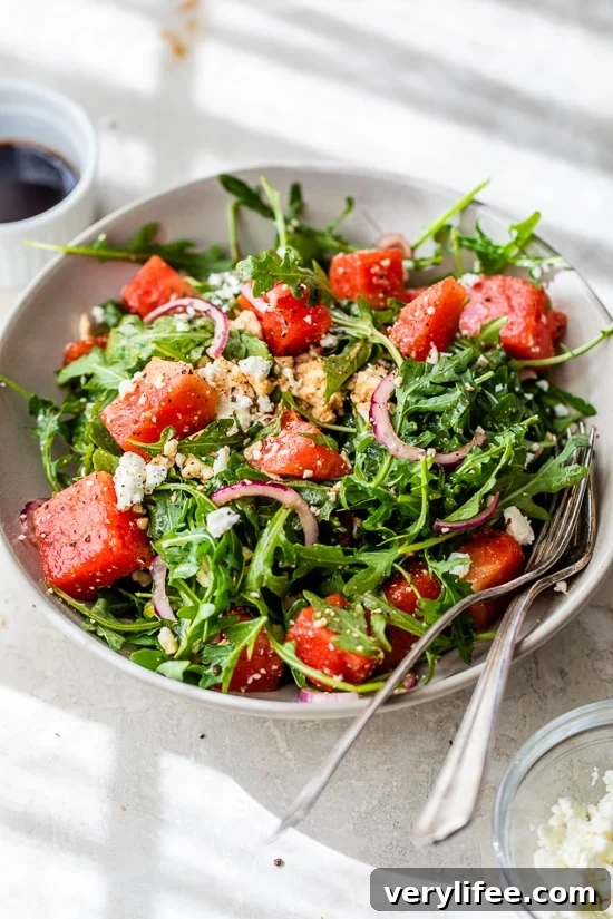 Watermelon Arugula and Feta Salad