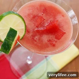 Watermelon Martini in a martini glass