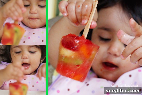 Frozen fruit pops in small cups