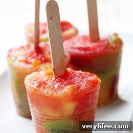 Frozen fruit pops plated