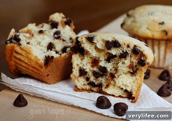 Creamy Ricotta Chocolate Chip Muffins Recipe 4 Inside of the chocolate chip muffin