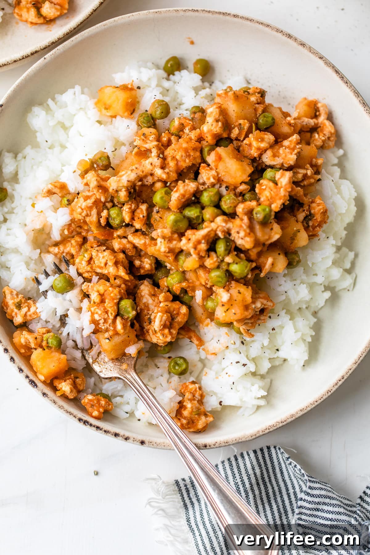 Ground Turkey with Potatoes and Peas