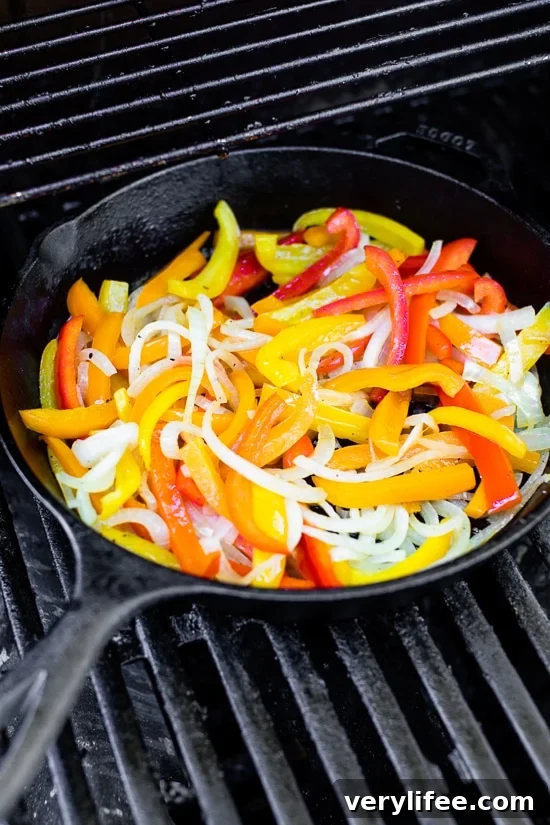 Sizzling Grilled Steak Fajitas Recipe 4 peppers and onions