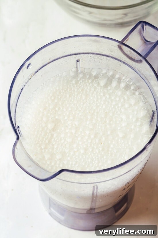 Blended rice in a blender