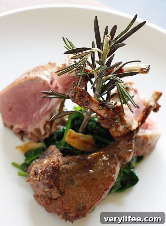 Dijon-Glazed Lamb Chops with Wilted Spinach Recipe 2 Lamb chops marinated with a glaze of Dijon mustard, garlic, balsamic vinegar and herbs served over a bed of wilted baby spinach in garlic and oil.