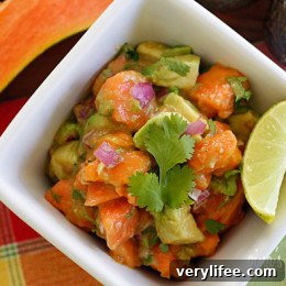 Papaya and avocado salad with lime and cilantro